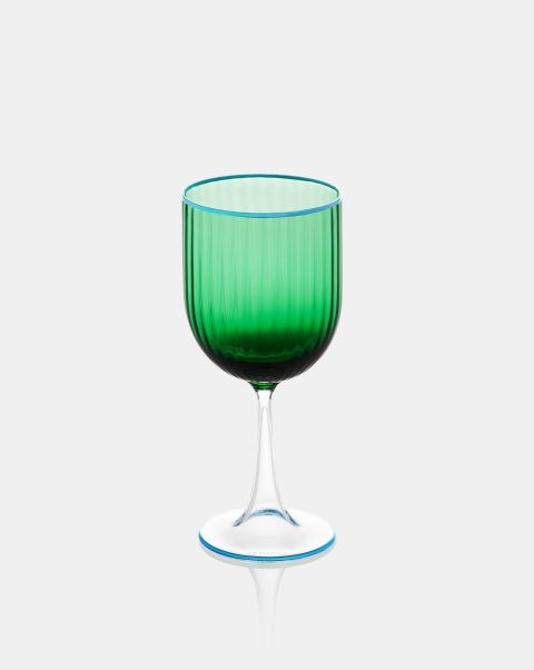 Striped Red Wine Glass Glassware Green Unisex Comfortable