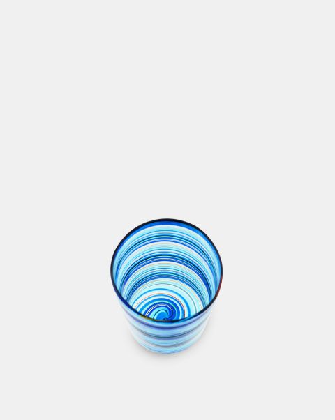 Rainbow Blue Swirl Tumbler Unisex Multicolor Glassware Compact